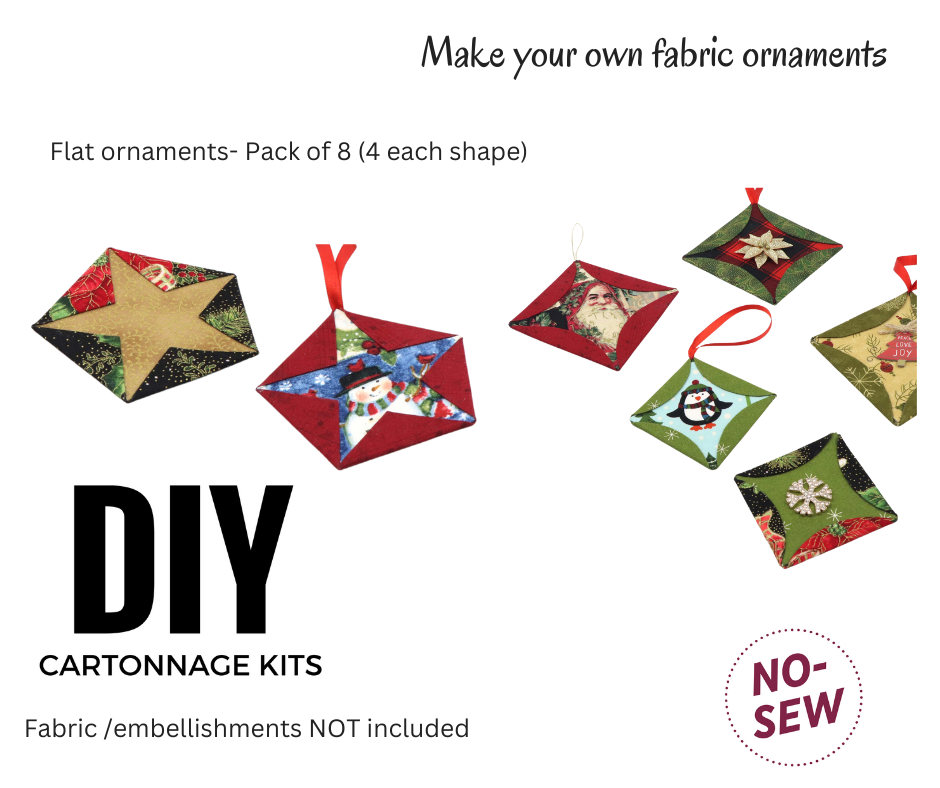 Fabric flat ornaments poster board - pack of 8