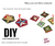 Fabric flat ornaments poster board - pack of 8