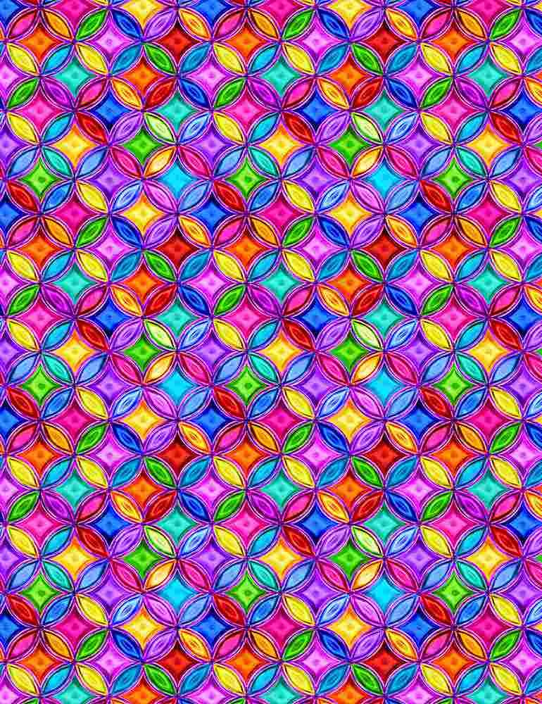 Fabric - Rainbow Rainbow Jewel Pattern Digitally Printed - Half Yard