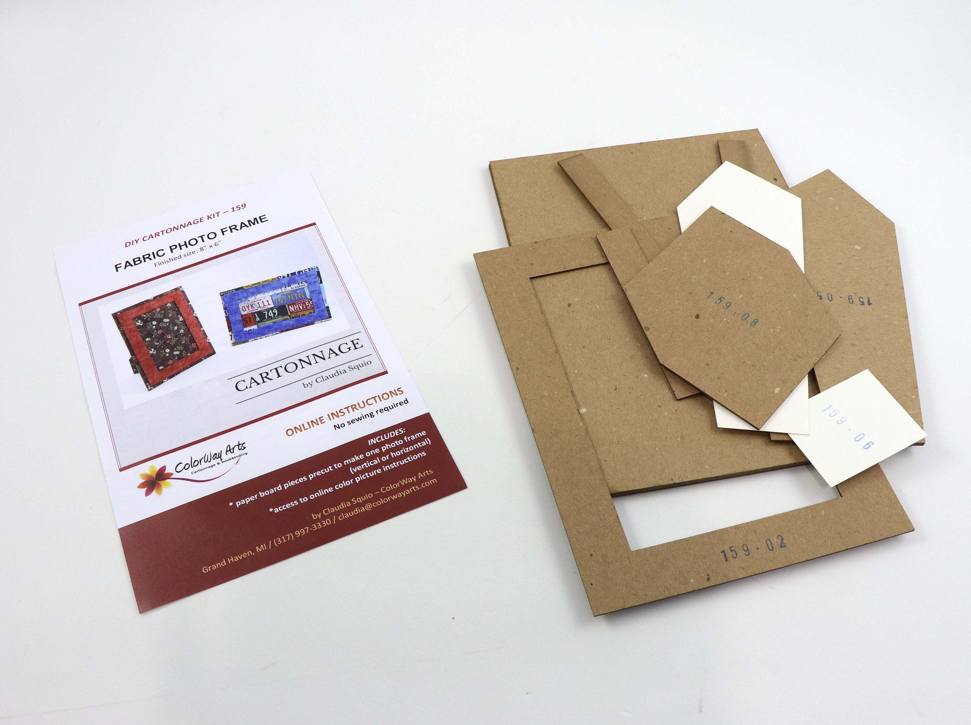 Fabric photo frame DIY kit, cartonnage kit 159, Online instructions included - Colorway Arts