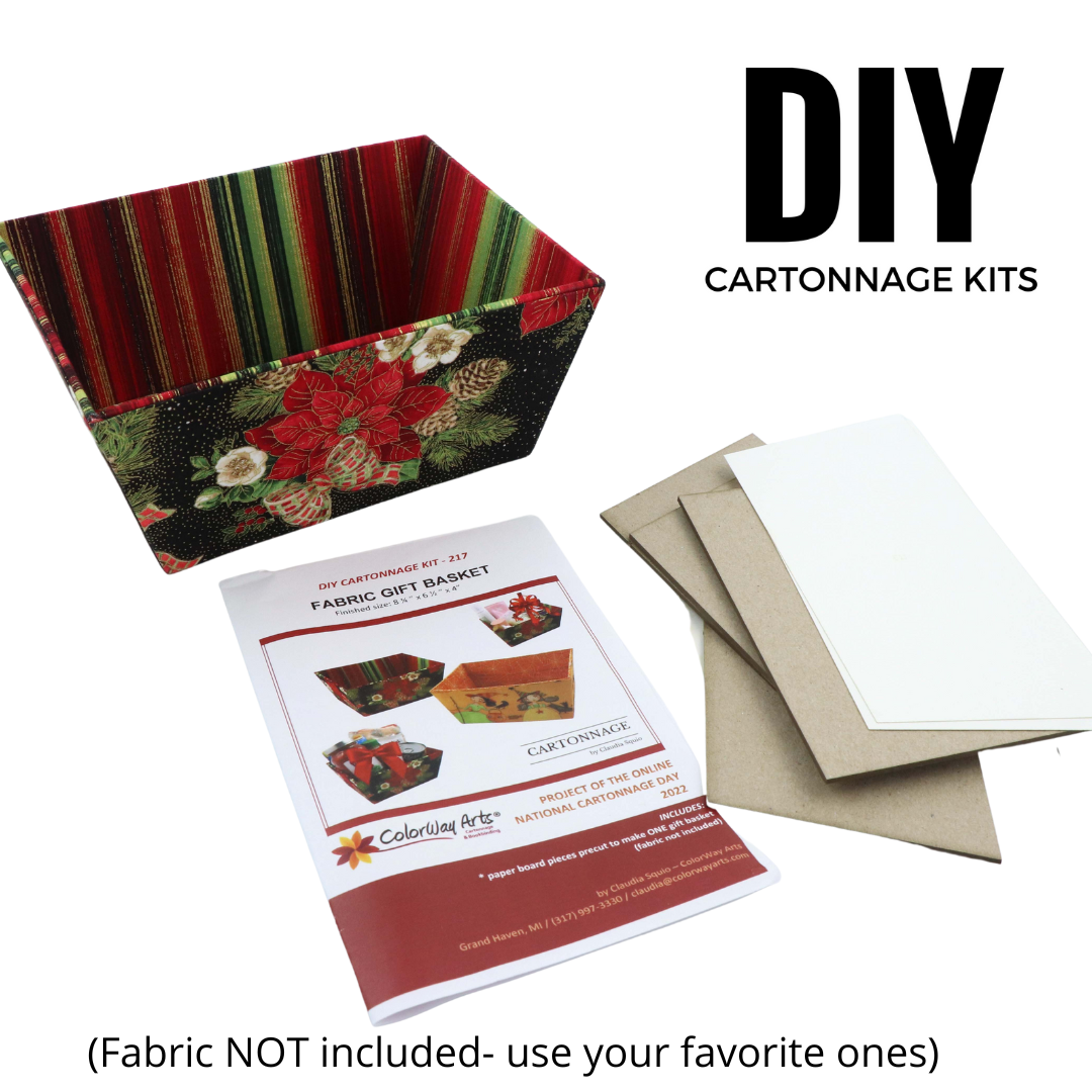 Fabric caddy organizer DIY kit, cartonnage kit 170 - Colorway Arts