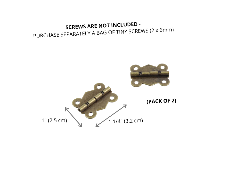 Small metal hinge for boxes, pack of 2, HD46