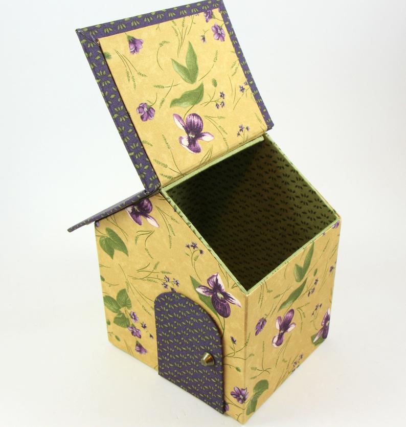 Fabric covered box house DIY kit, cartonnage kit 151, online instructions included - Colorway Arts