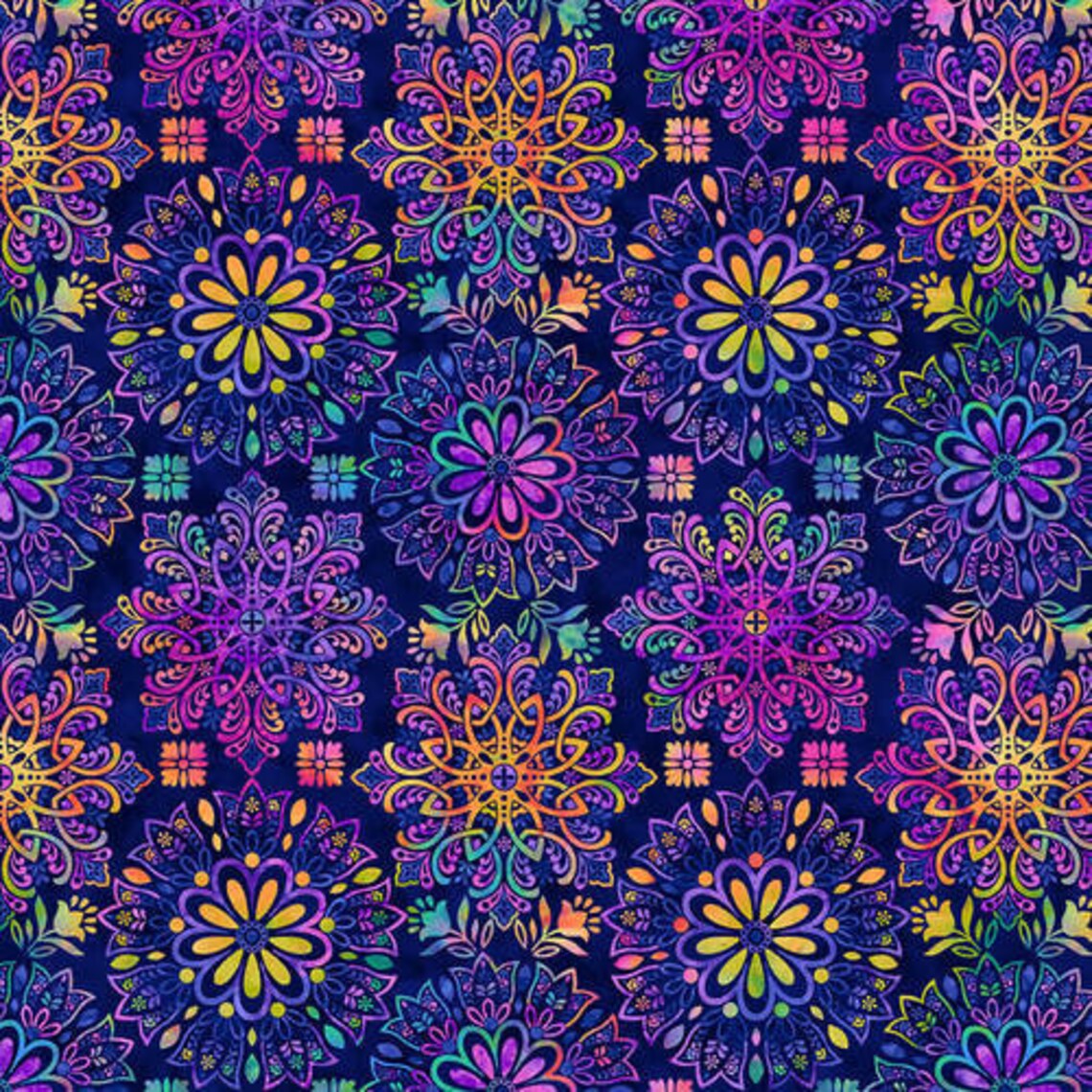 Fabric - Henry Glass &amp; Co. Gossamer Gardens- Medallion Royal - Half Yard