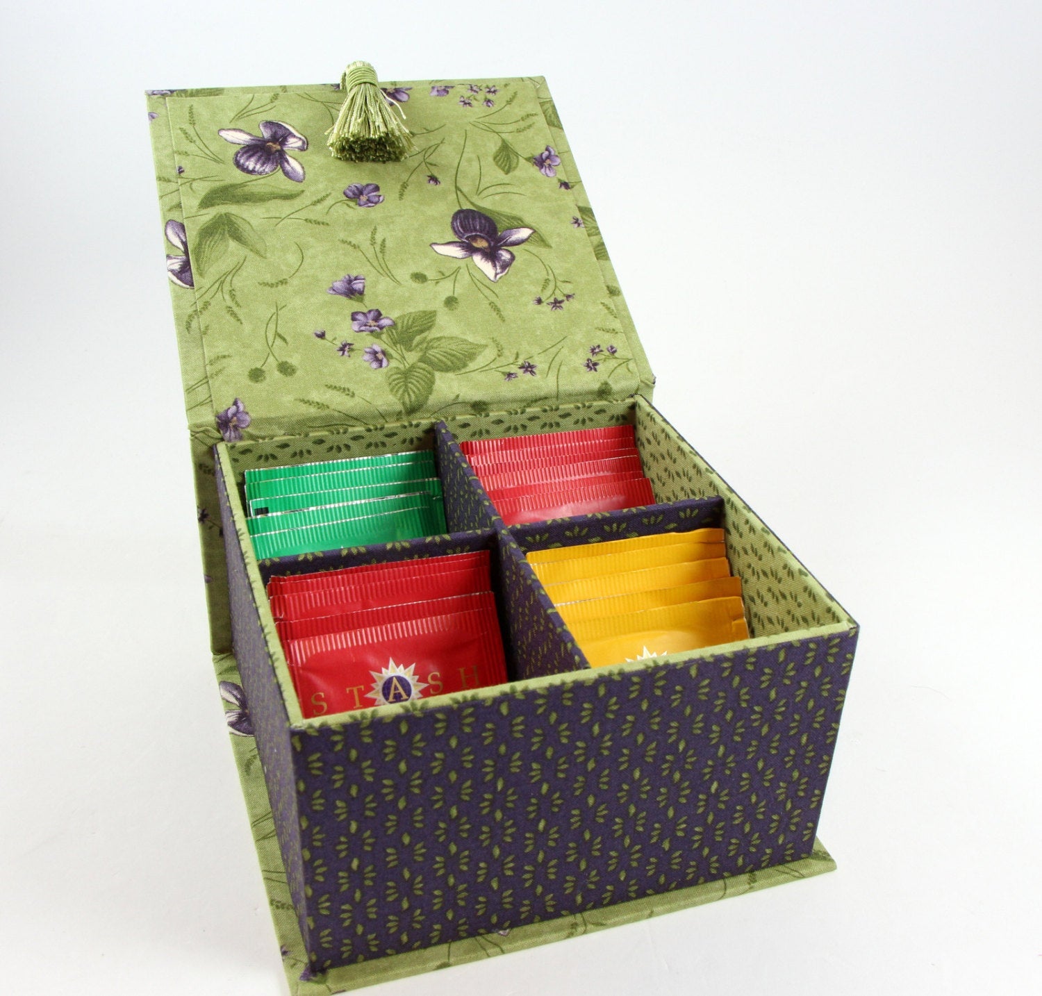 Fabric tea box DIY kit, cartonnage kit 108, online instructions includ ...