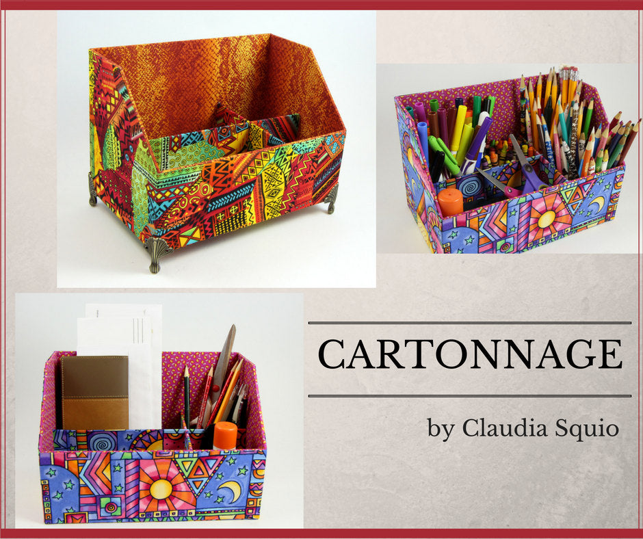 Fabric desk organizer DIY kit, cartonnage kit 149, online instructions included - Colorway Arts
