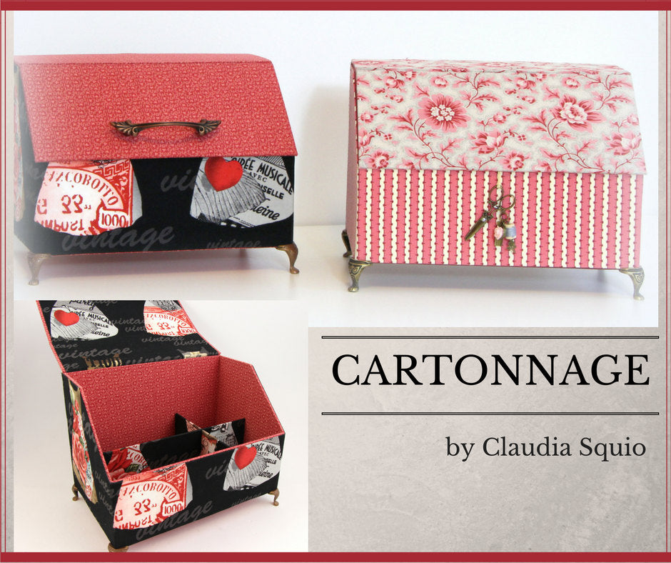 Fabric treasure box DIY kit, cartonnage  kit 146, online instructions available - Colorway Arts