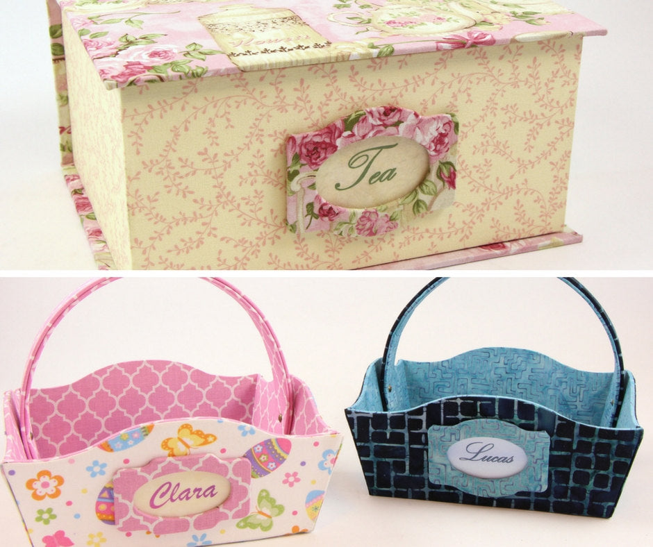 DIY fabric tags, pack with 5, cartonnage kit 107, free online instructions - Colorway Arts
