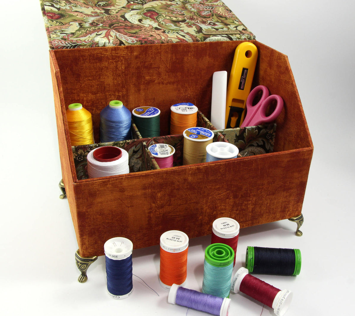 Fabric treasure box DIY kit, cartonnage  kit 146, online instructions available - Colorway Arts