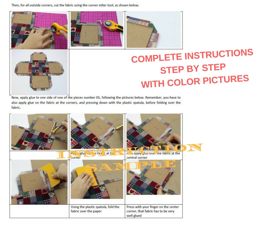 Fabric Sewing box DIY kit, cartonnage kit 135, etui sewing box kit, surprise gift box, online instructions included - Colorway Arts