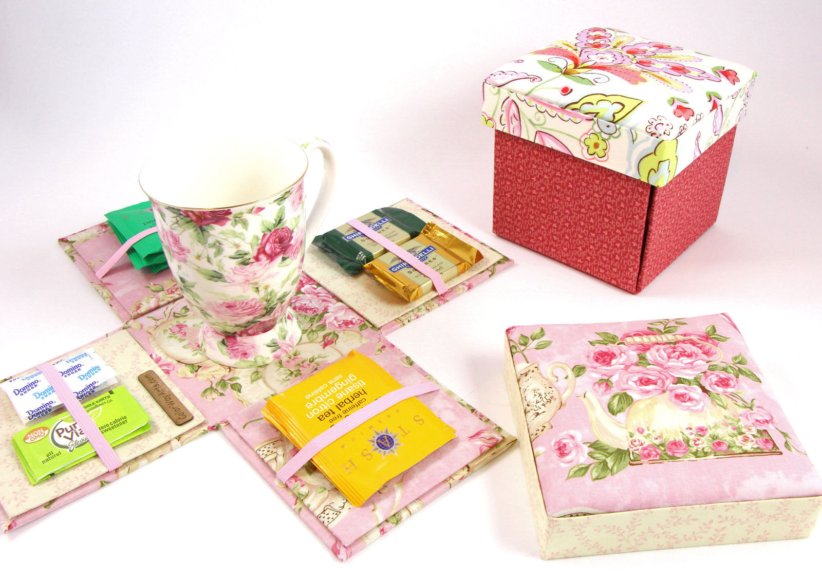 Fabric Sewing box DIY kit, cartonnage kit 135, etui sewing box kit, surprise gift box, online instructions included - Colorway Arts