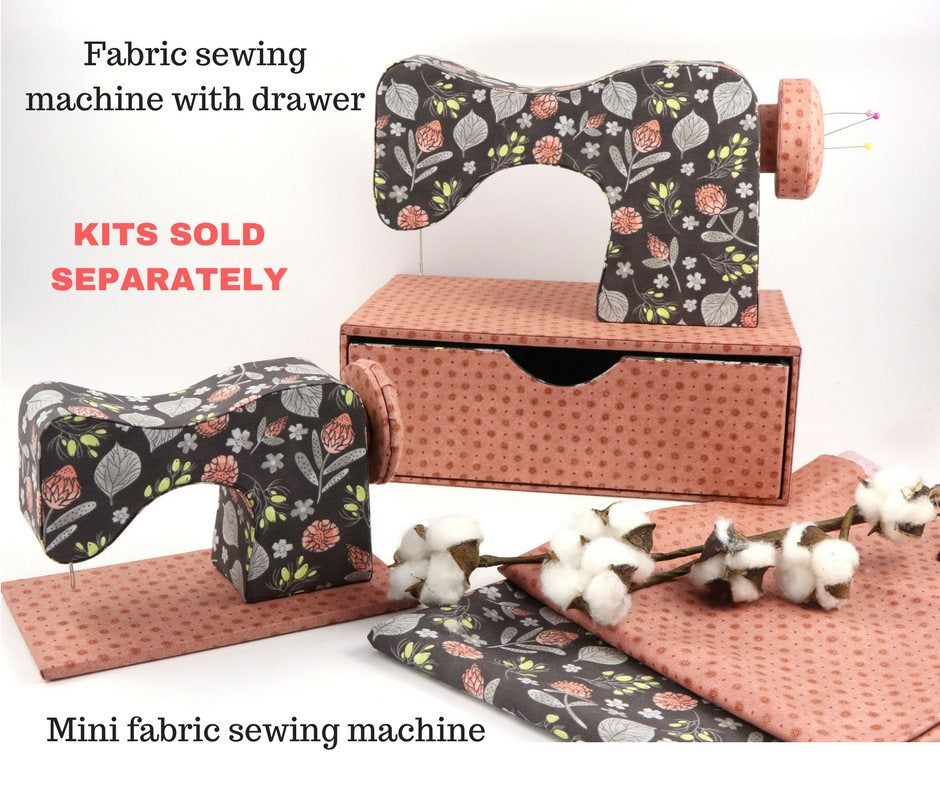 Fabric sewing machine DIY kit, cartonnage kit 150, diy fabric sewing machine with drawer, online instructions included - Colorway Arts