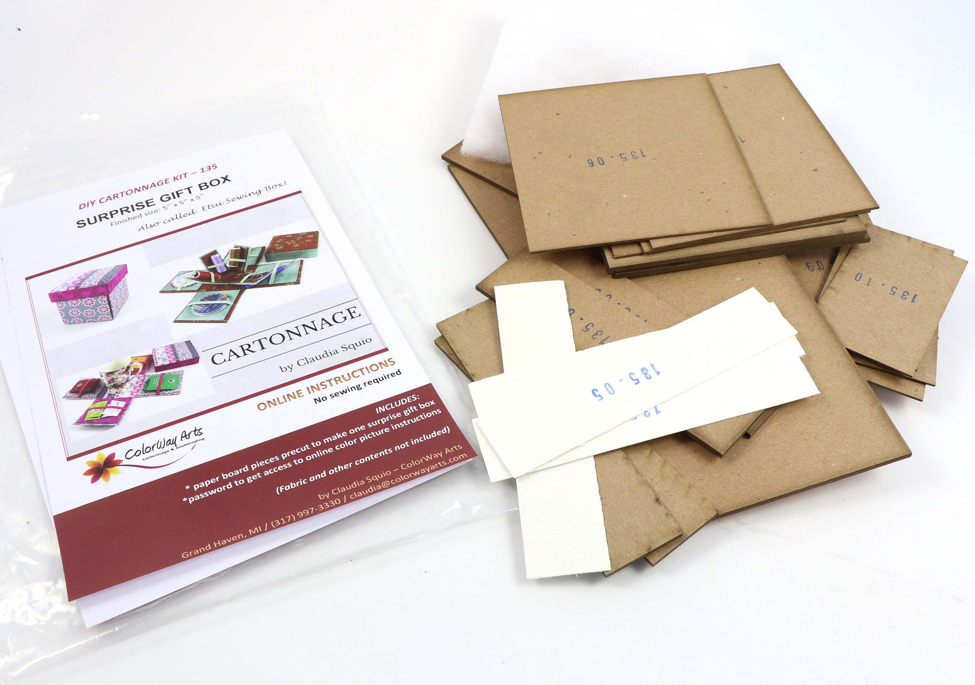 Fabric Sewing box DIY kit, cartonnage kit 135, etui sewing box kit, surprise gift box, online instructions included - Colorway Arts