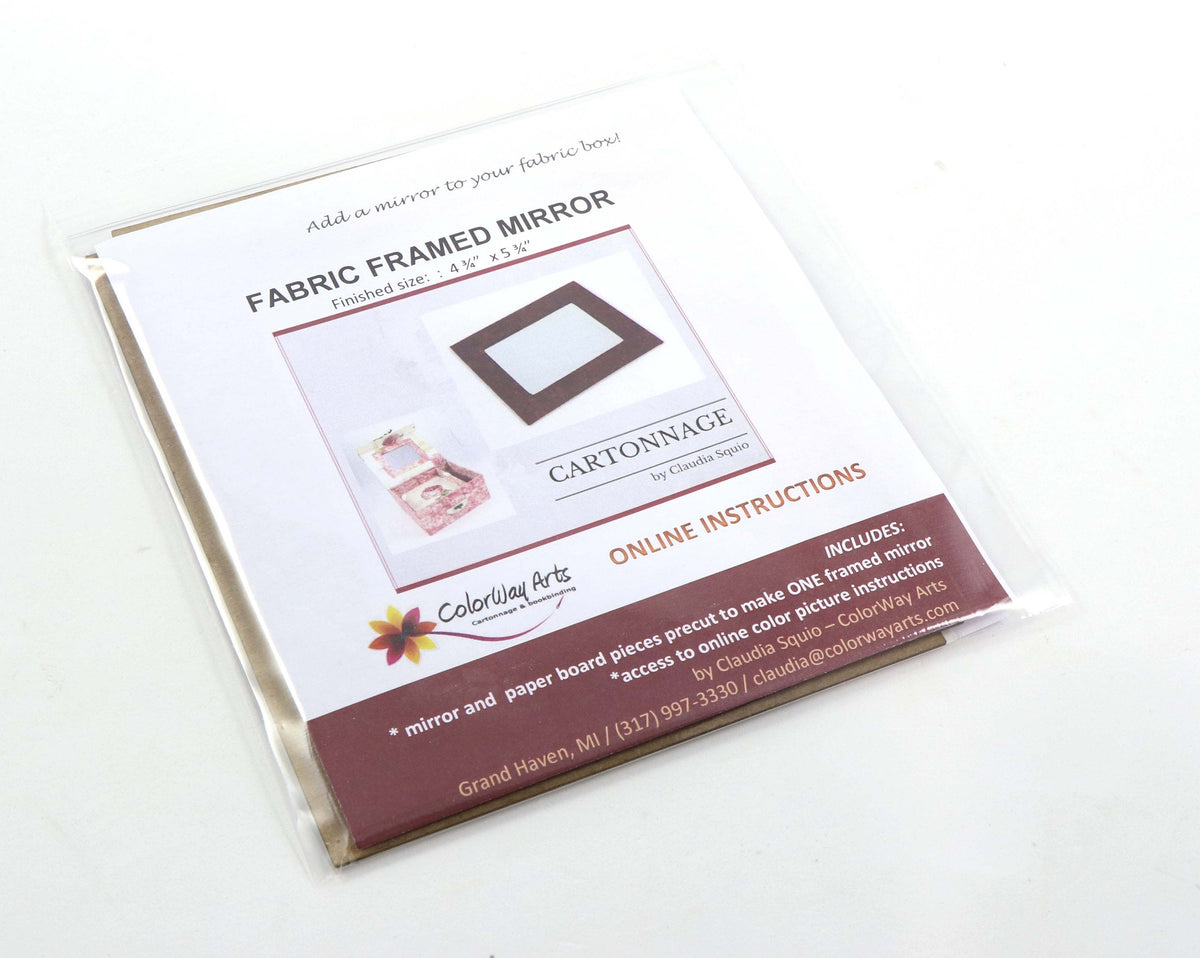 Fabric framed mirror DIY kit, fabric framed mirror, cartonnage kit 163, Online instructions included - Colorway Arts
