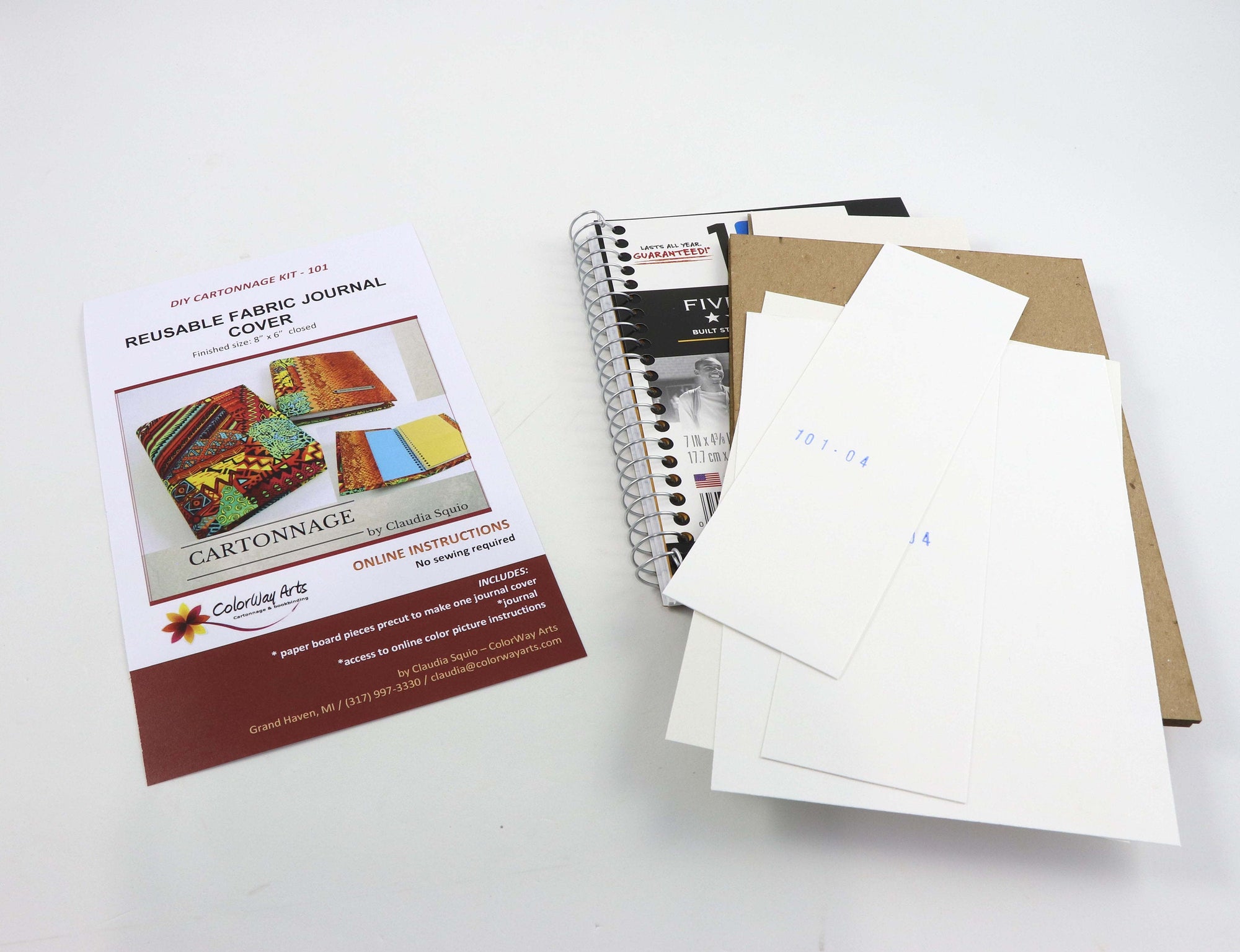 Reusable fabric journal cover DIY kit, cartonnage kit 101, online inst