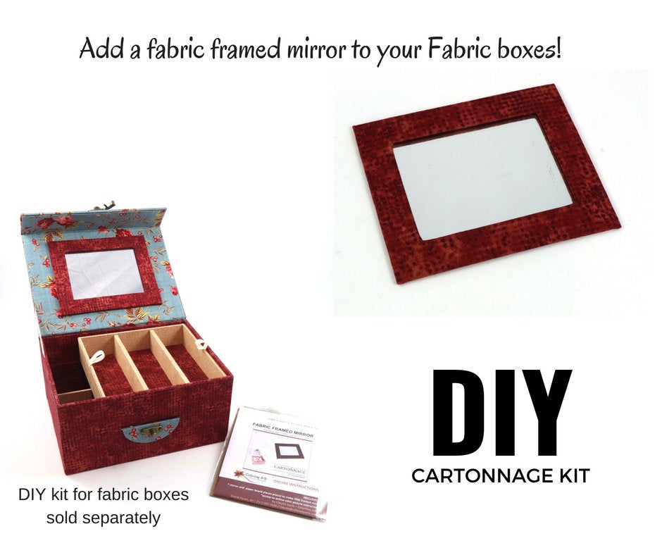 Fabric framed mirror DIY kit, fabric framed mirror, cartonnage kit 163, Online instructions included - Colorway Arts
