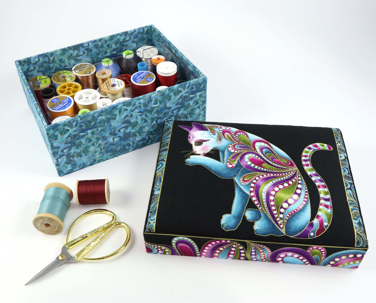 Fabric lidded storage box DIY kit, cartonnage kit 160, online instructions included - Colorway Arts