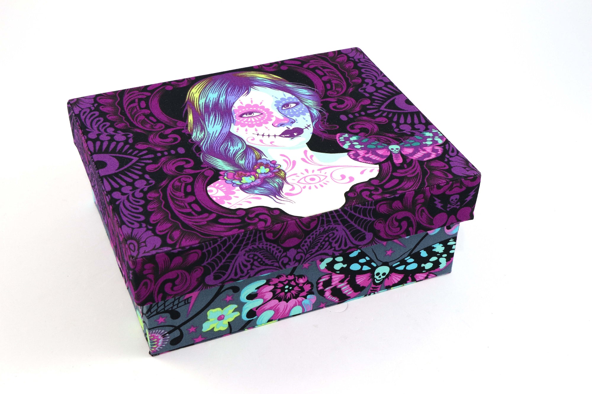 Fabric lidded storage box DIY kit, cartonnage kit 160, online instructions included - Colorway Arts