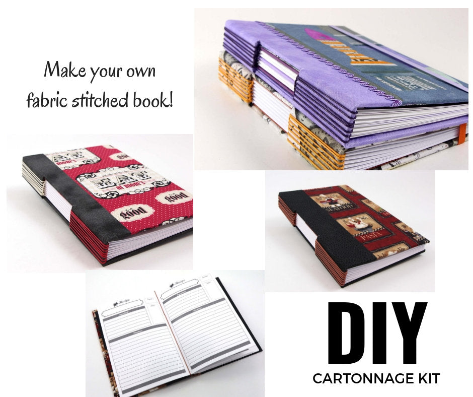 Fabric book DIY kit, bookbinding cook book kit 109, instructions not included - Colorway Arts