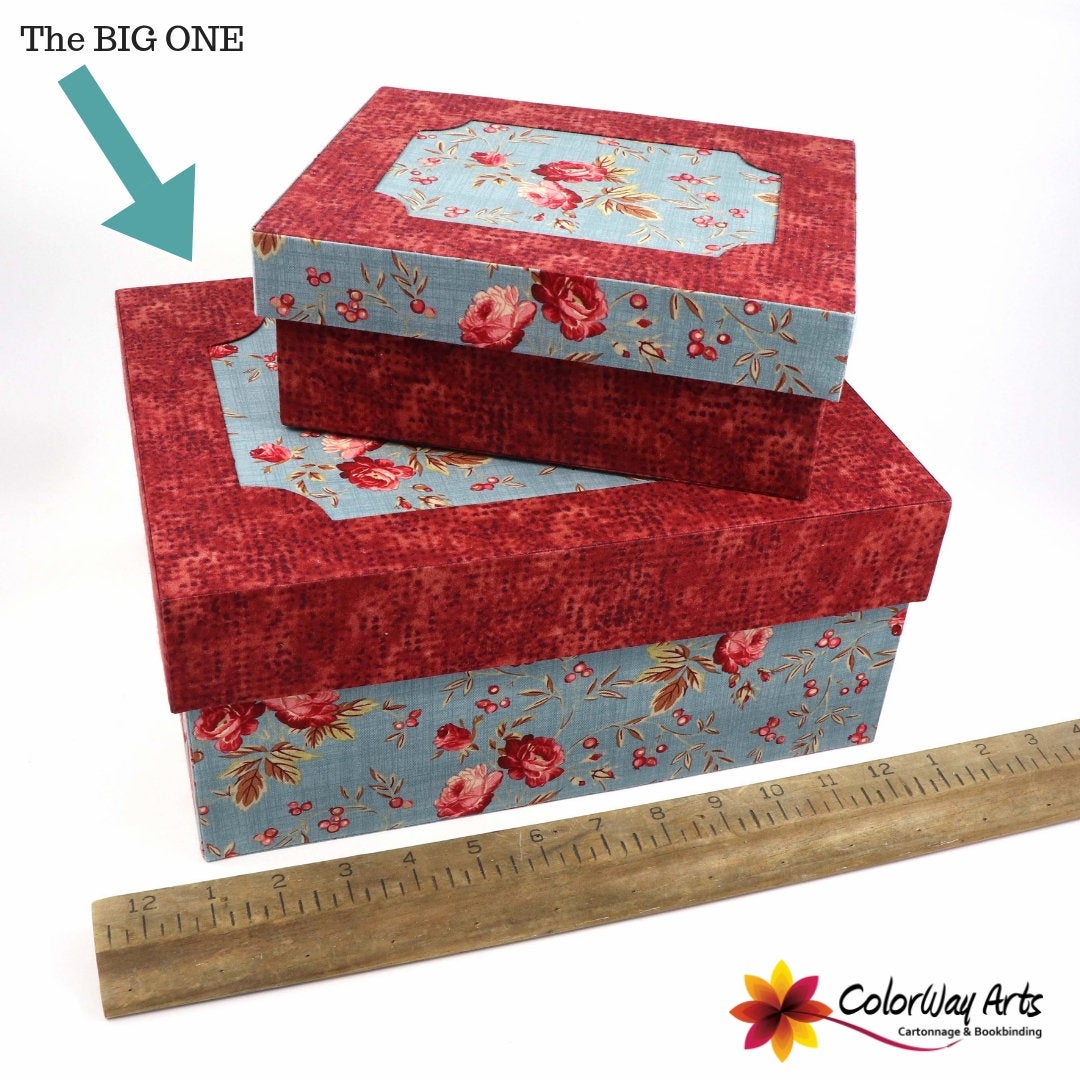 BIG Fabric lidded storage box DIY kit, cartonnage kit 162, online instructions included - Colorway Arts