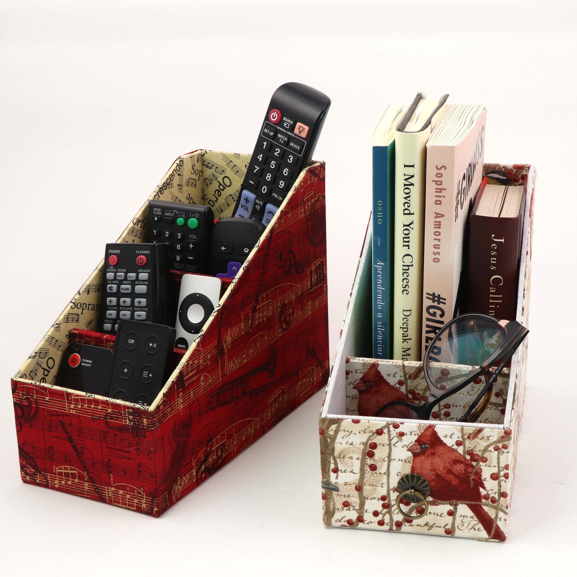 Fabric caddy organizer DIY kit, remote control caddy, fabric box kit, art supply organizer, cartonnage kit 170 - Colorway Arts