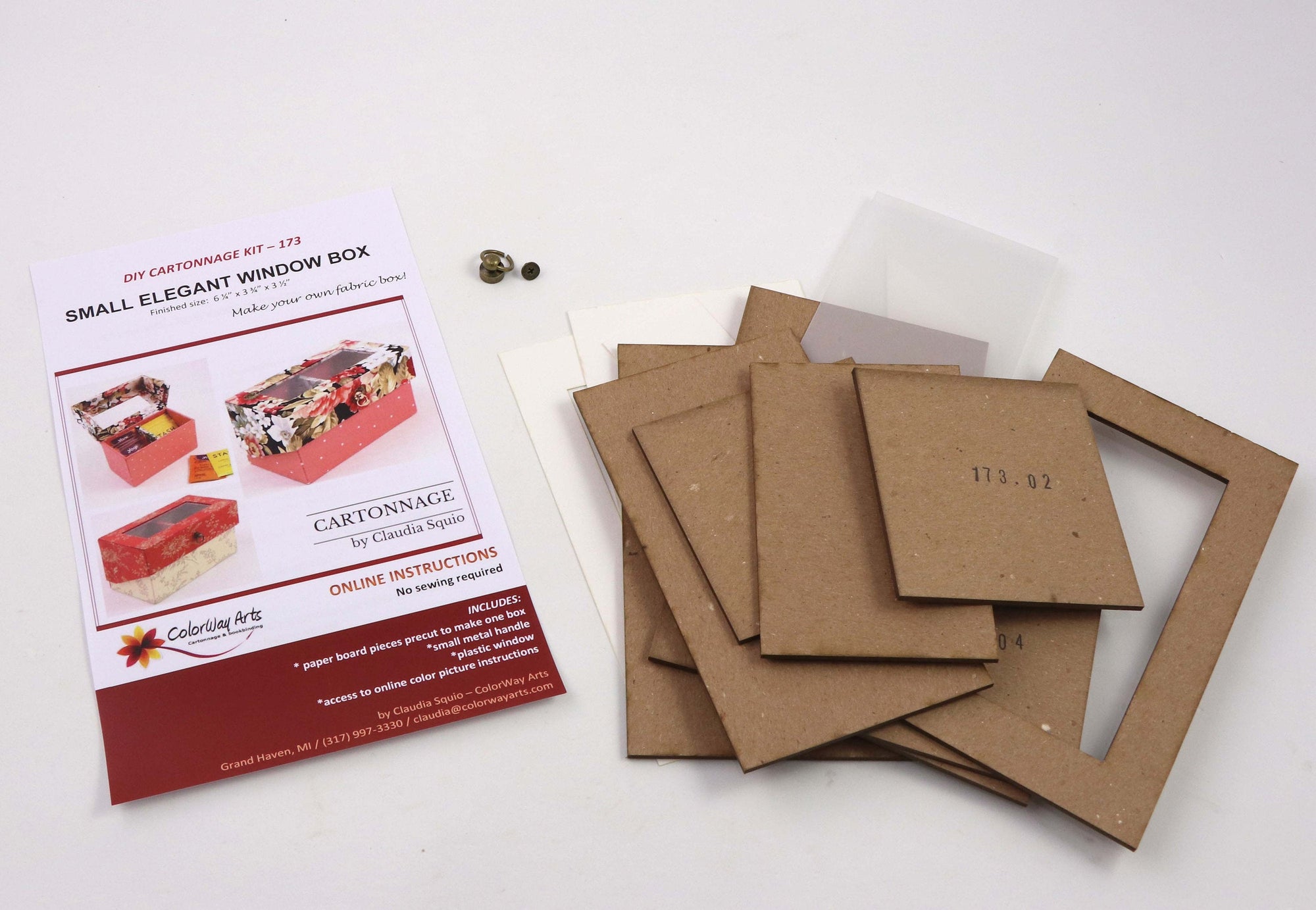 Small elegant window box DIY kit, cartonnage kit 173, Online instructions included - Colorway Arts