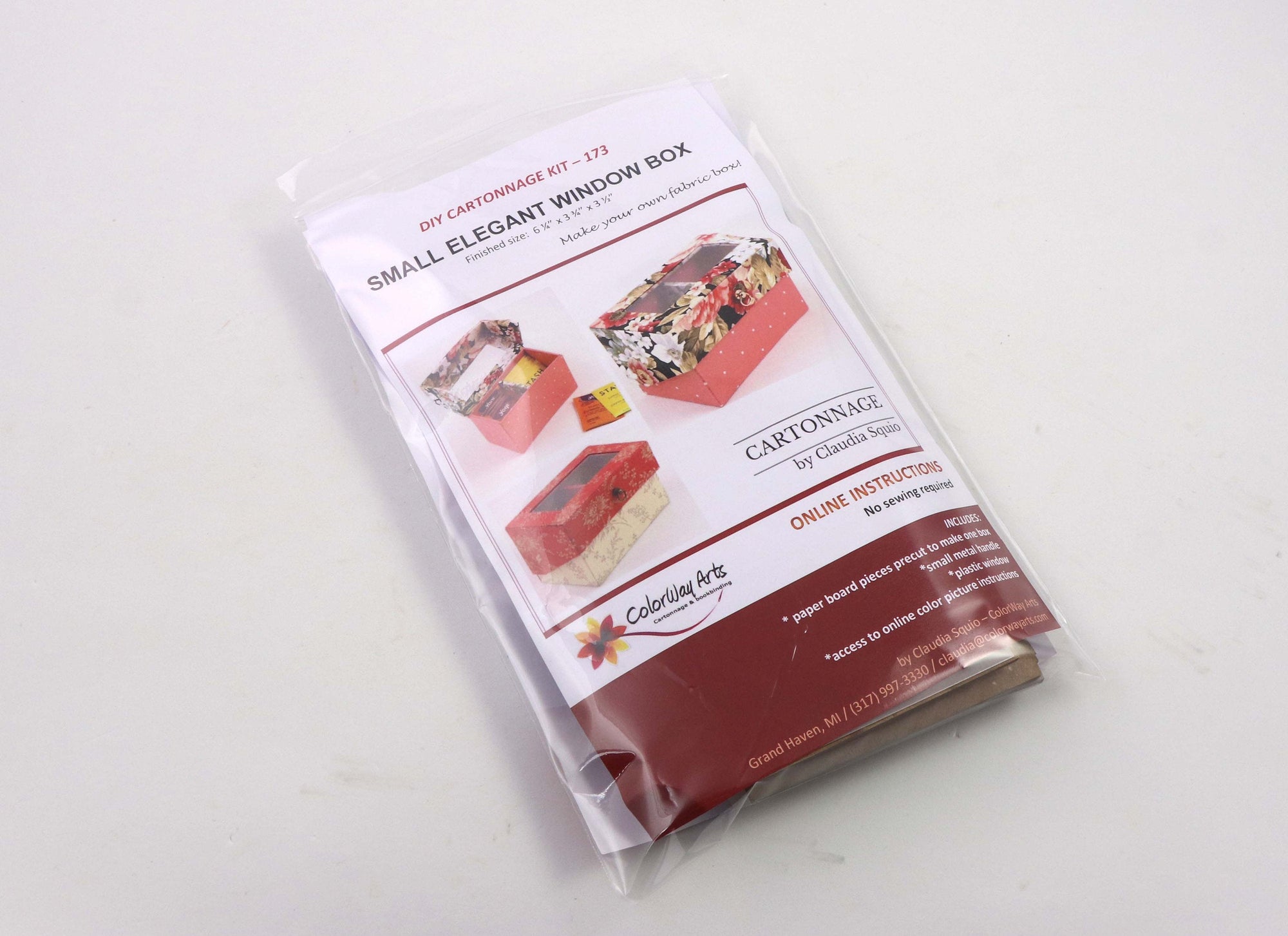 Small elegant window box DIY kit, cartonnage kit 173, Online instructions included - Colorway Arts