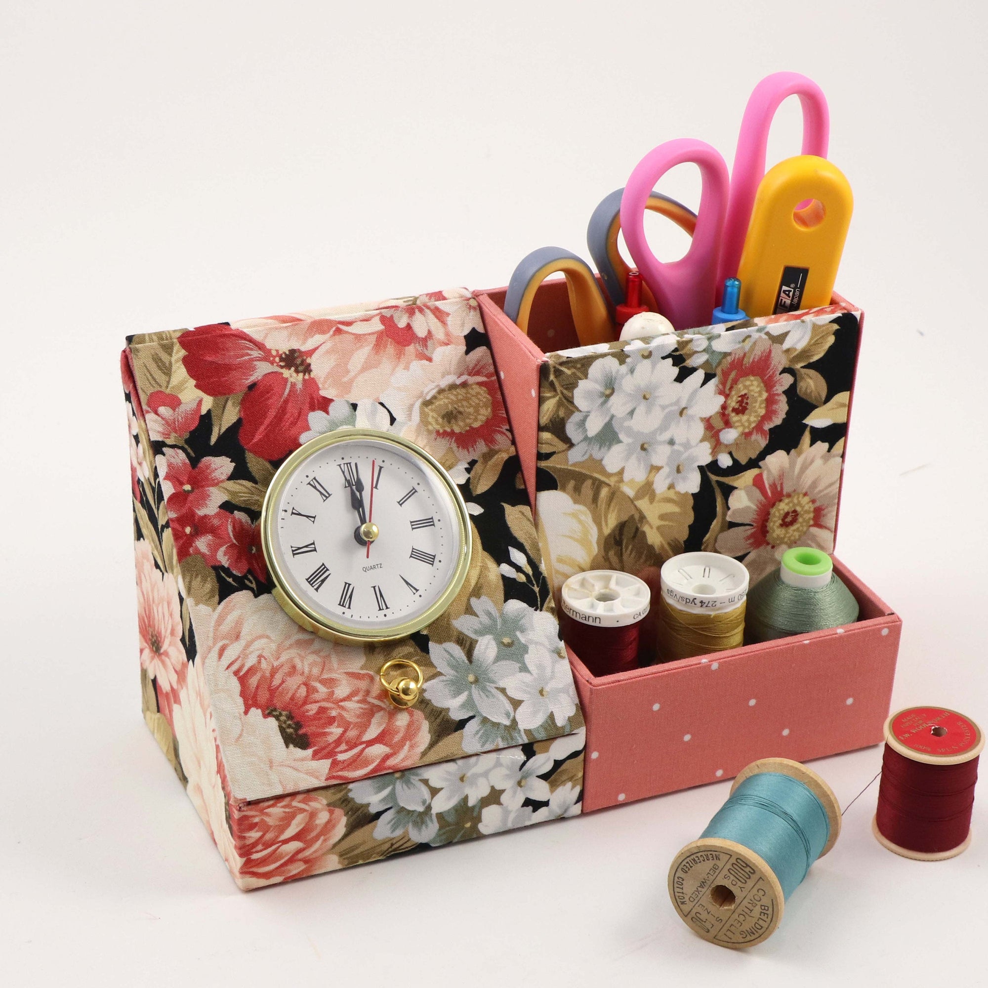 Desk clock organizer DIY kit, fabric box kit, cartonnage kit 175, Onli -  Colorway Arts