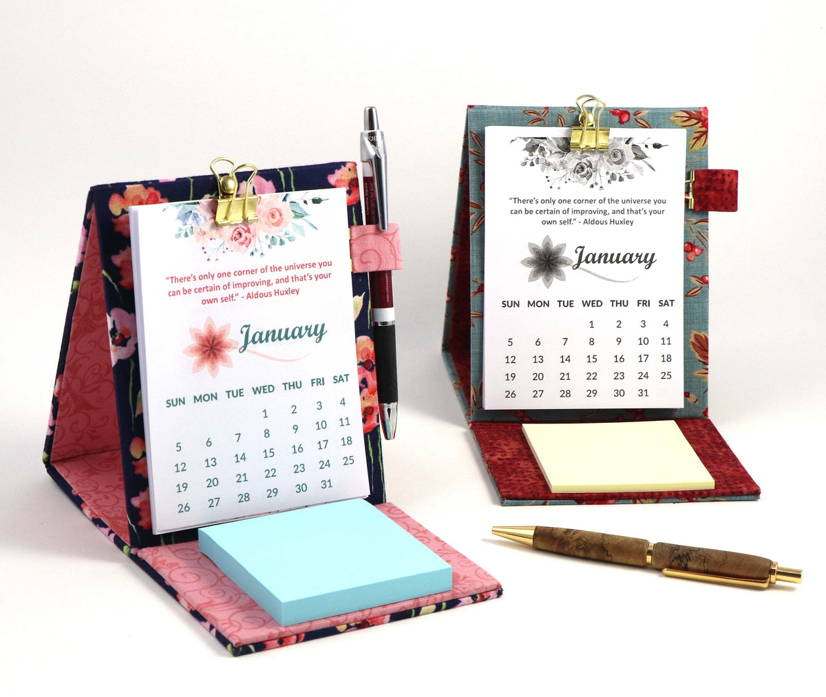 DIY fabric desk calendar, cartonnage kit 105,  free online instructions and printable calendar sheets - Colorway Arts