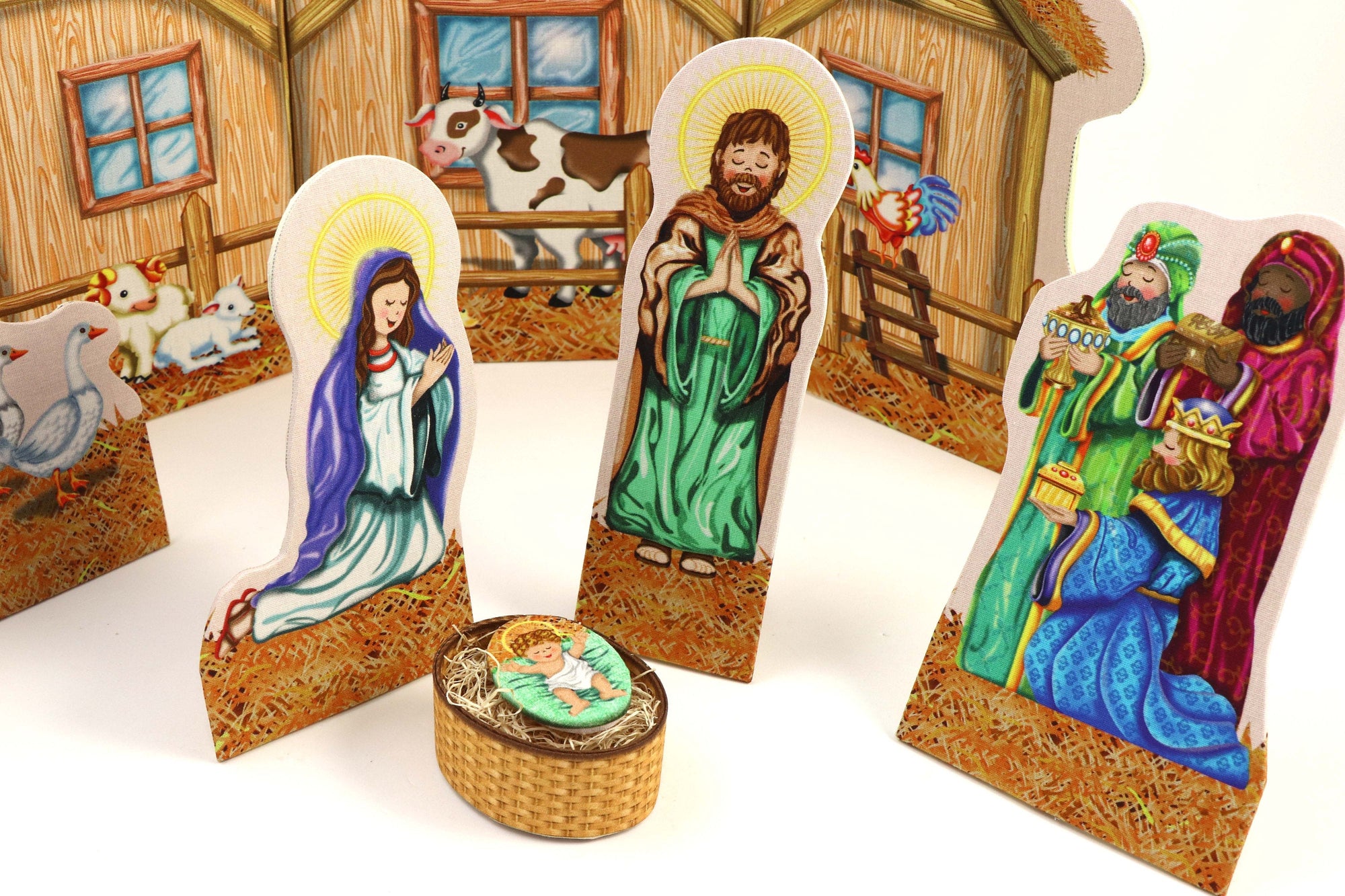 Fabric Nativity set DIY kit, fabric Nativity, cartonnage kit 180, online instructions included - Colorway Arts