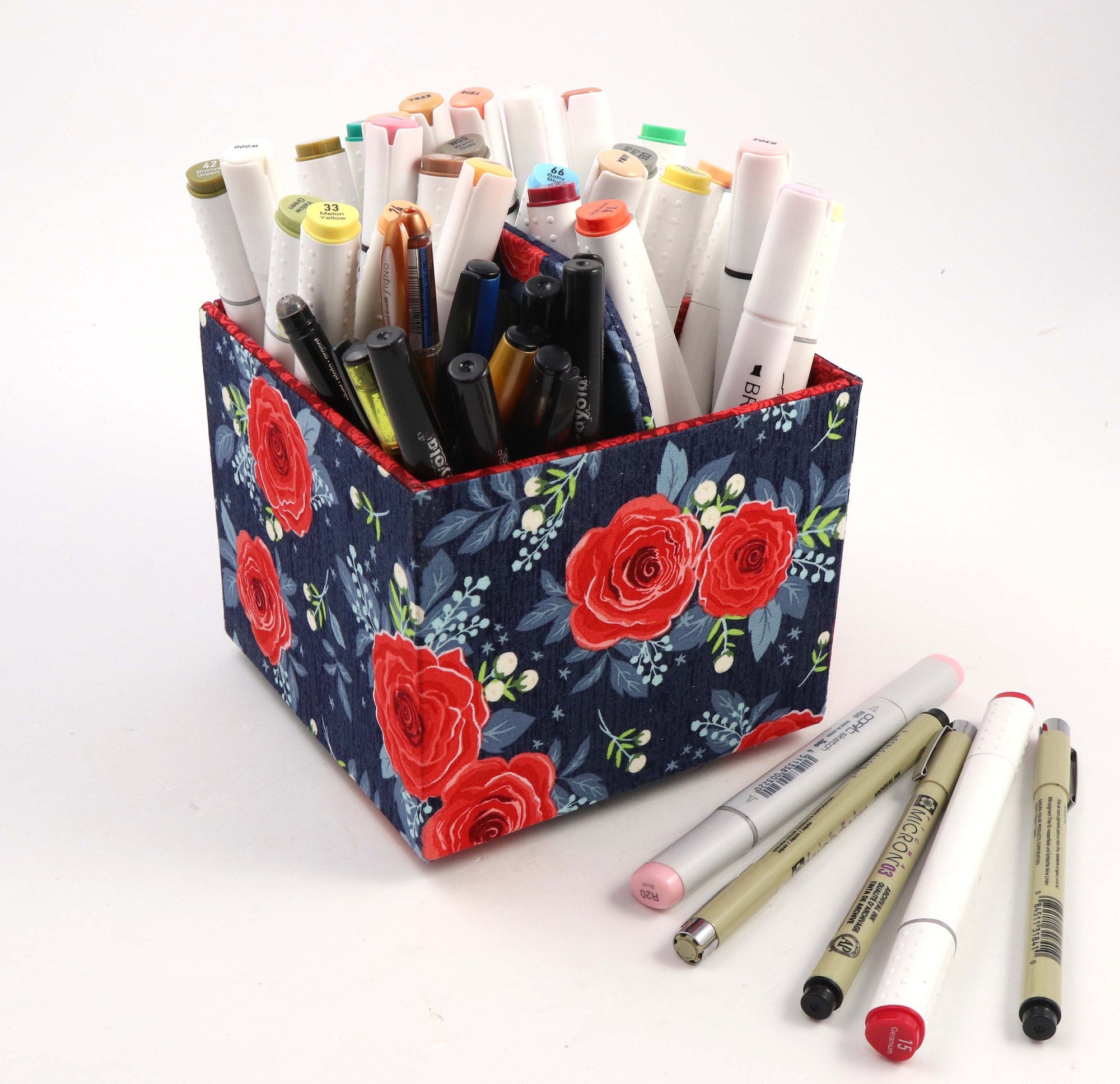 Fabric spinning box DIY kit, cartonnage kit 174, Online instructions included - Colorway Arts