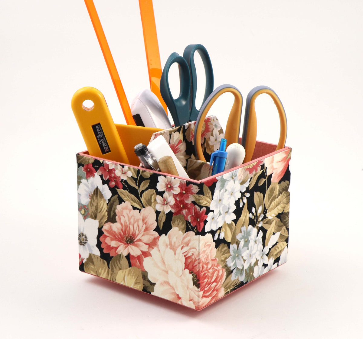 Fabric spinning box DIY kit, cartonnage kit 174, Online instructions included - Colorway Arts