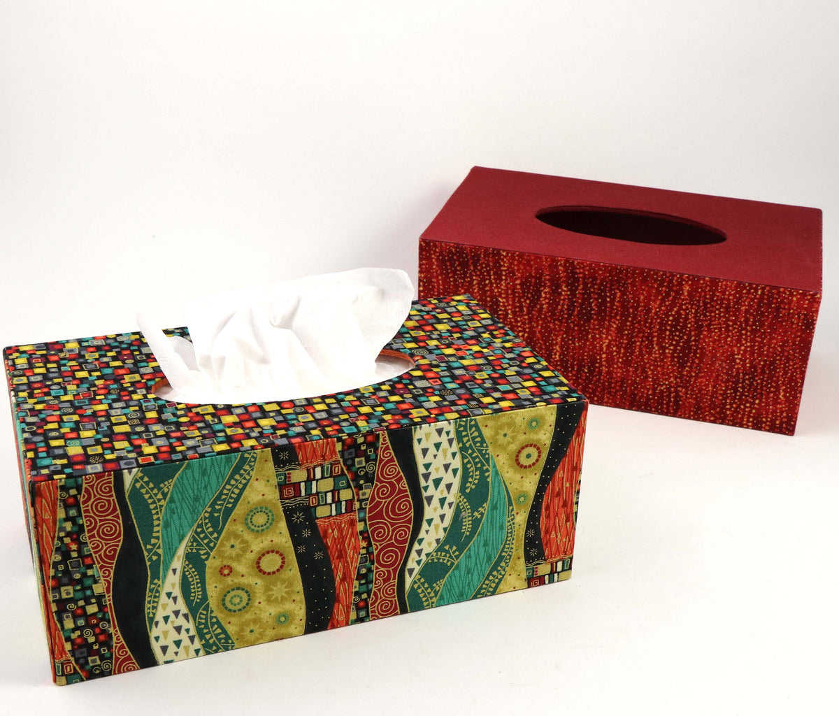 Fabric rectangular tissue box cover DIY kit, cartonnage kit 181, online instructions included - Colorway Arts