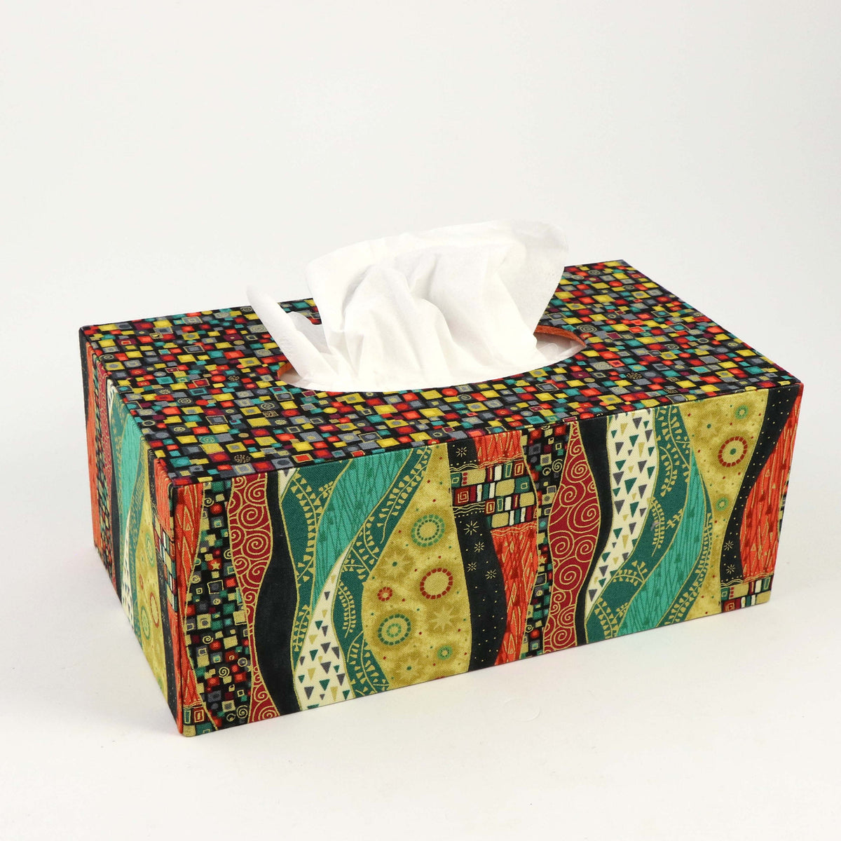 Fabric rectangular tissue box cover DIY kit, cartonnage kit 181, online instructions included - Colorway Arts