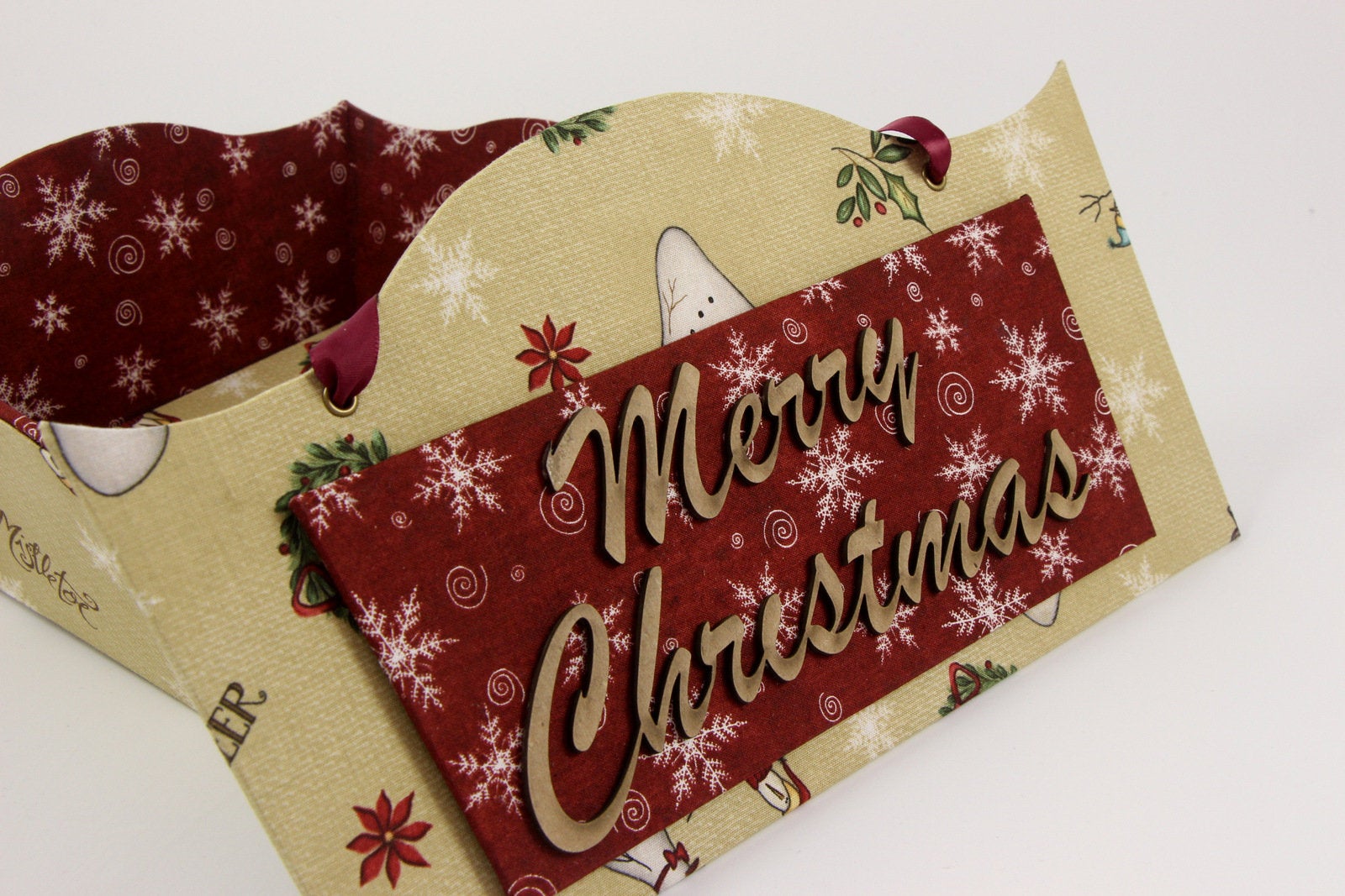 Fabric Christmas sign DIY kit, Christmas sign decor, cartonnage kit 142, online instructions included - Colorway Arts