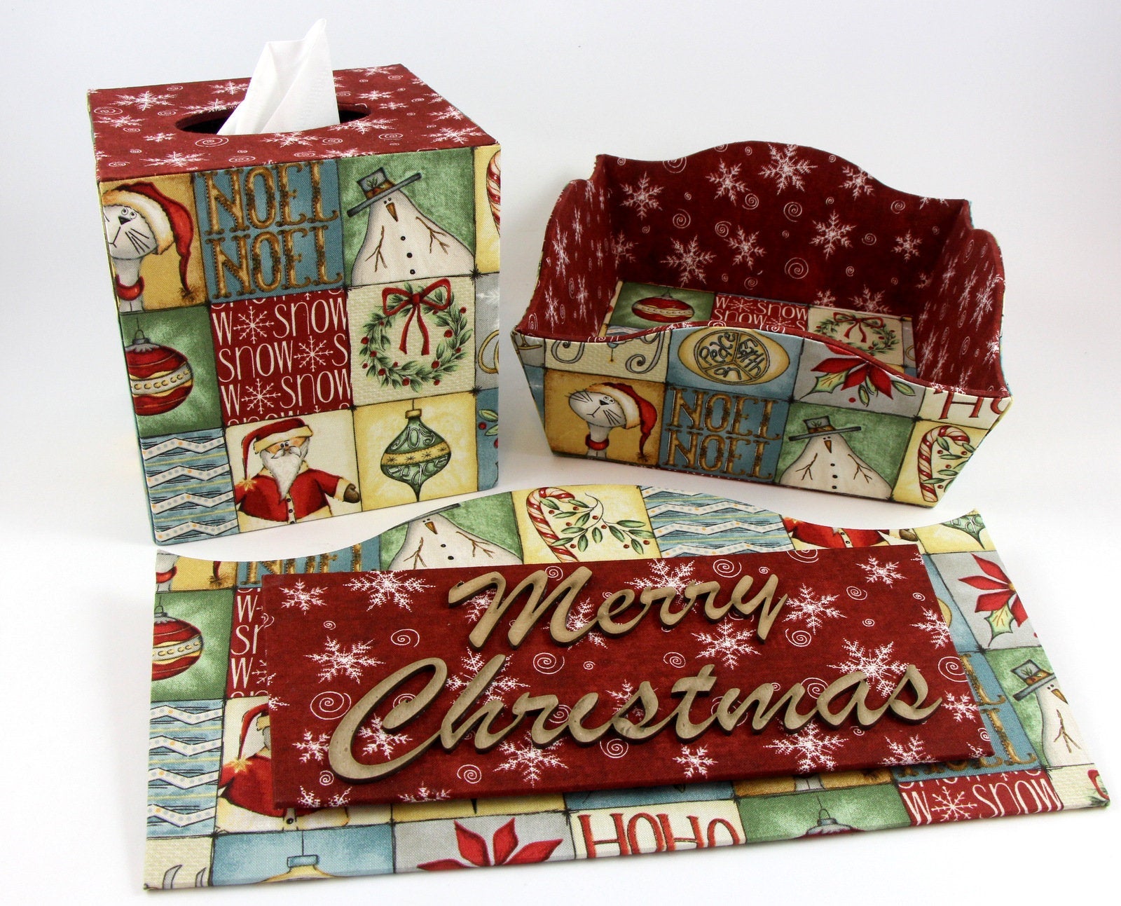 Fabric Christmas sign DIY kit, Christmas sign decor, cartonnage kit 142, online instructions included - Colorway Arts