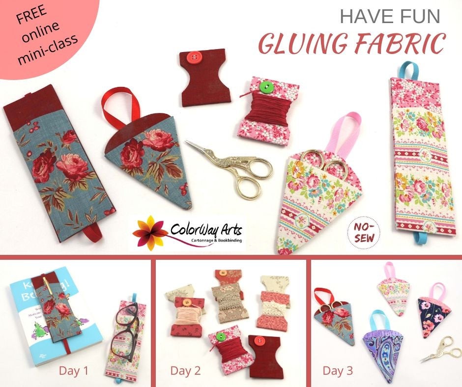 DIY fabric thread holder, pack with 5, cartonnage kit 112, free online instructions - Colorway Arts