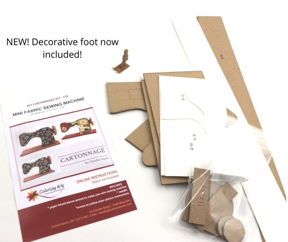 MINI fabric sewing machine DIY kit, cartonnage kit 156, online instructions included - Colorway Arts