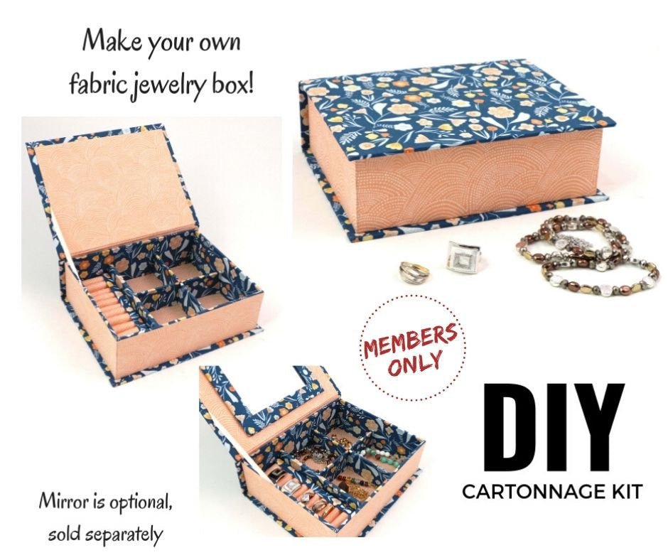 Members only, Fabric jewelry box DIY kit, cartonnage kit 171 - Colorway Arts