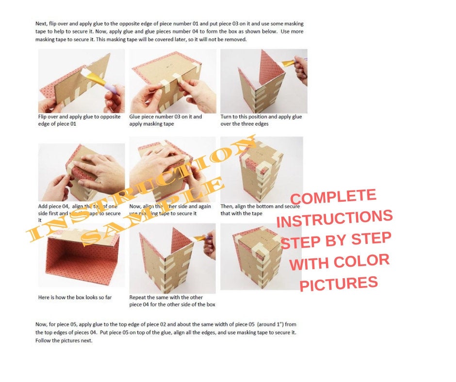 Fabric drop front box DIY kit, cartonnage kit 184, online instructions included - Colorway Arts