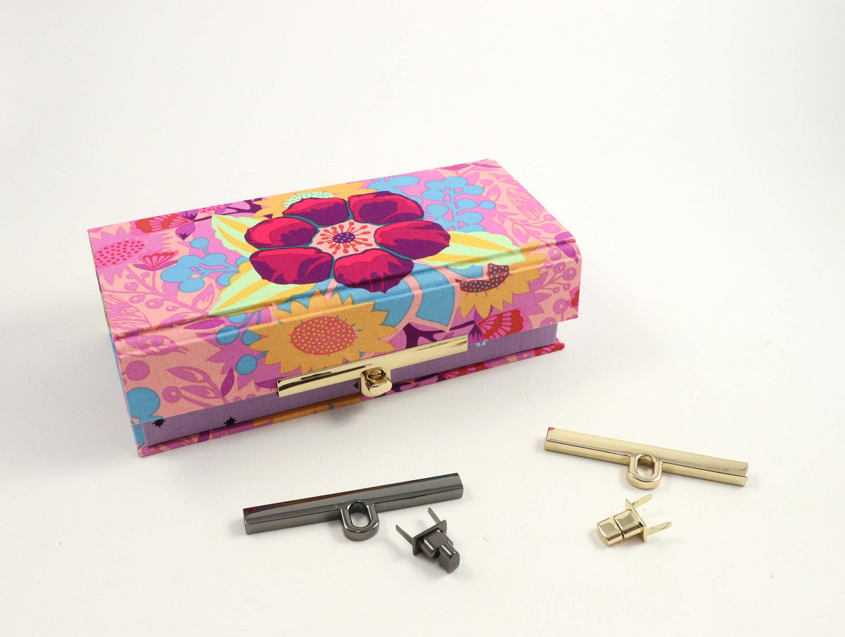 Metal clasp twist lock, box clasp, bag clasp, clasp 3 3-4&quot; (9.5 cm), HD04 - Colorway Arts