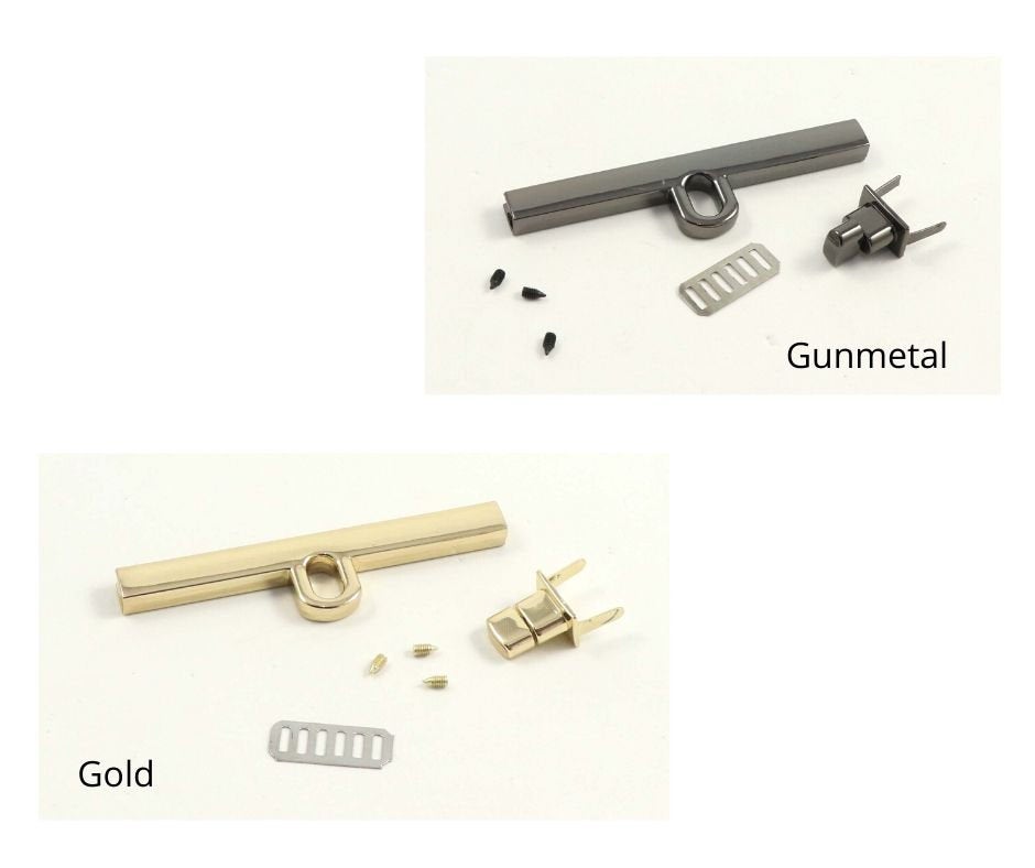 Metal clasp twist lock, box clasp, bag clasp, clasp 3 3-4" (9.5 cm), HD04 - Colorway Arts