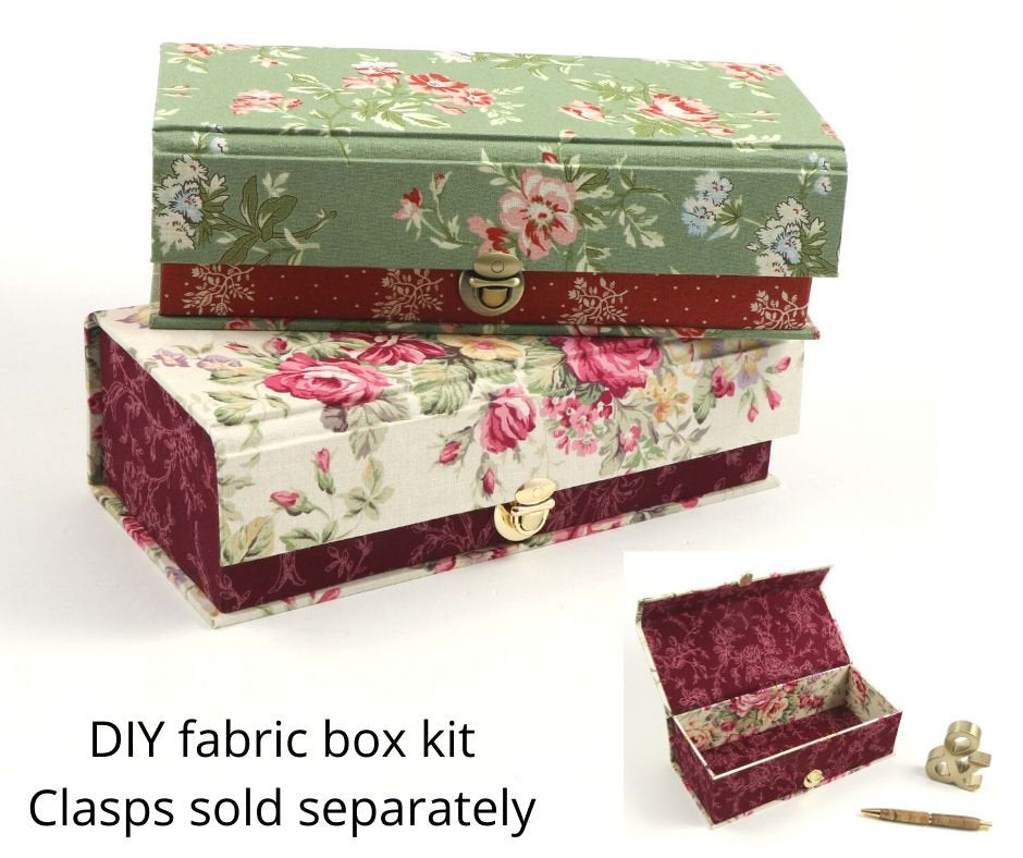 Fabric covered pencil fabric box, cartonnage kit 147, online instructions included - Colorway Arts