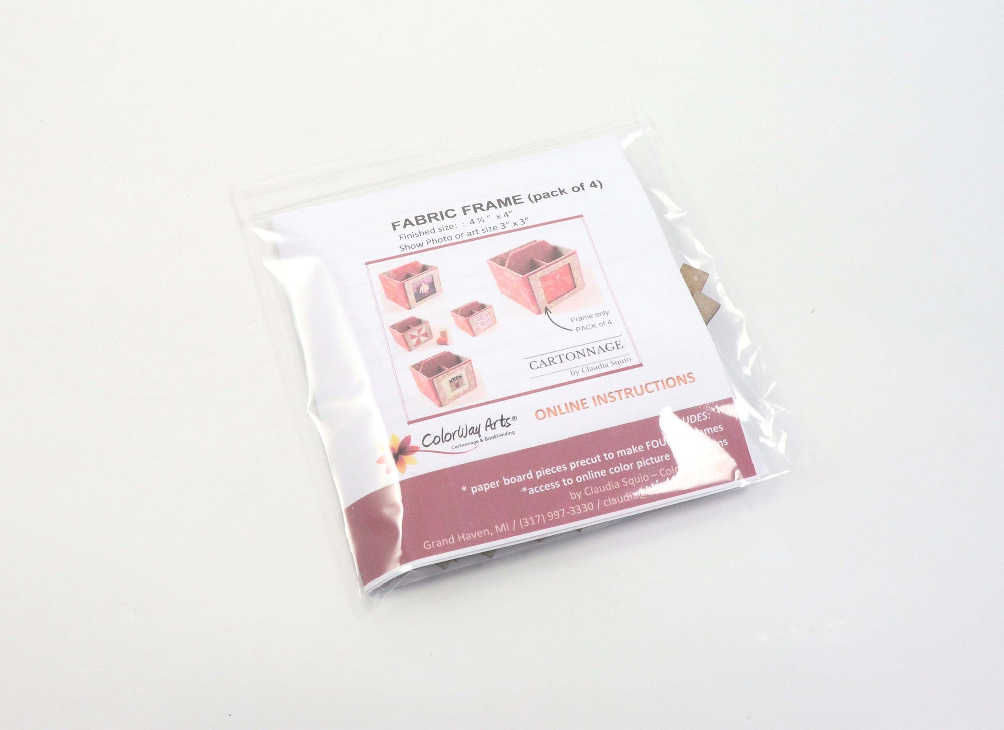 DIY kit Fabric frame, cartonnage kit 115, set of 4 frames, frames only, Online instructions included - Colorway Arts