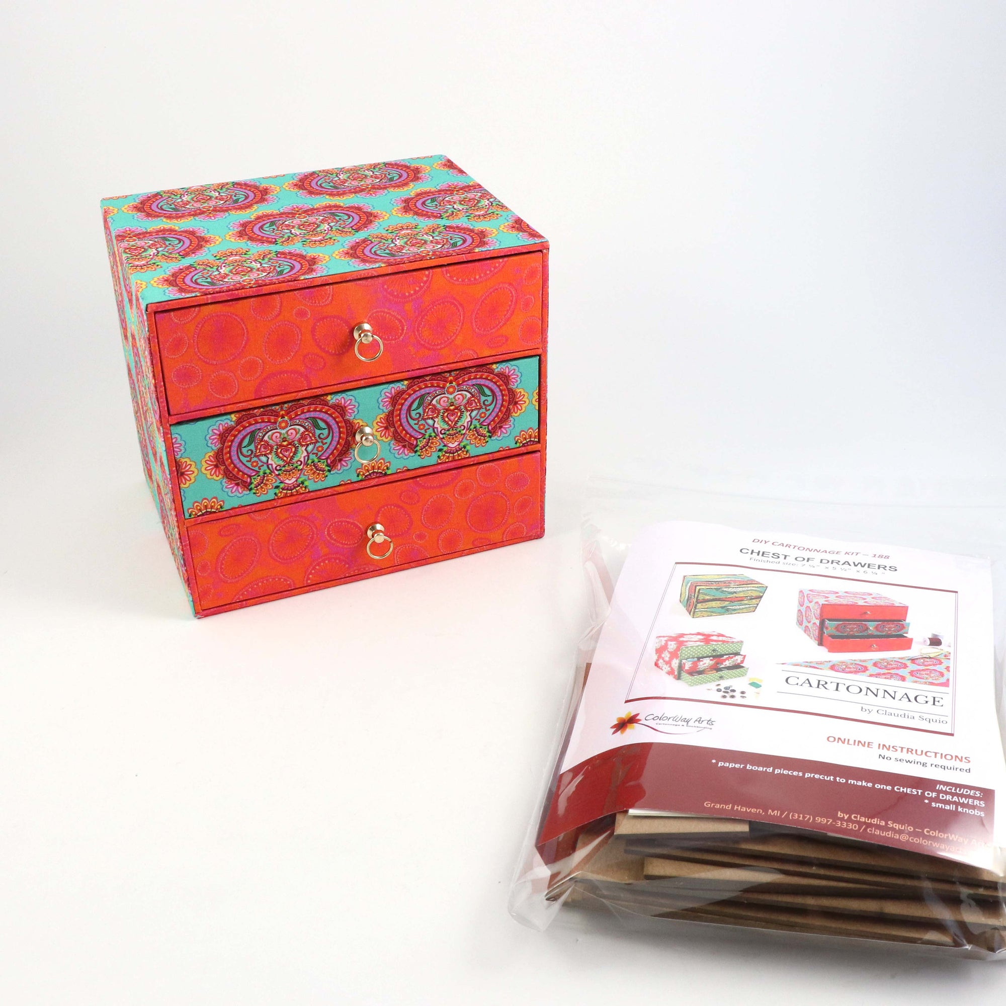 Members only, Chest of drawers DIY kit, cartonnage kit 188 - Colorway Arts