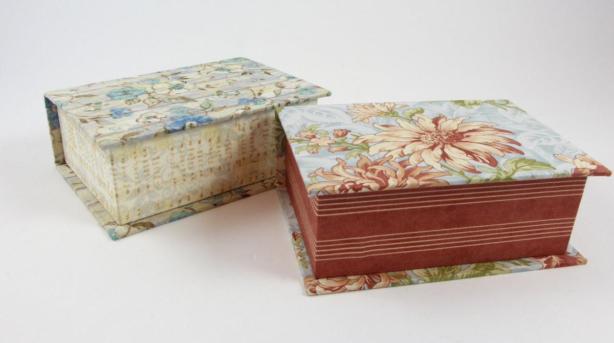 Fabric covered box DIY kit, small box cartonnage kit 102, Online instructions included - Colorway Arts