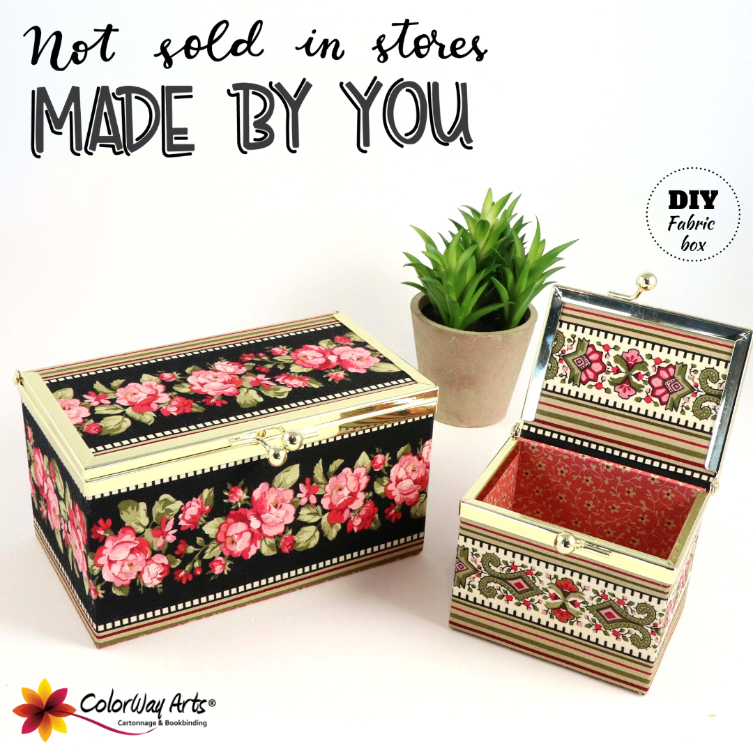 Kiss lock fabric box DIY kit, SMALL fabric box kit, cartonnage kit 197 - Colorway Arts