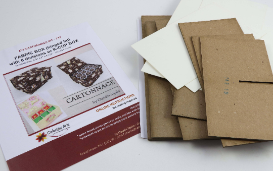 Fabric k-cup box DIY kit, cartonnage kit 143, online instructions included - Colorway Arts