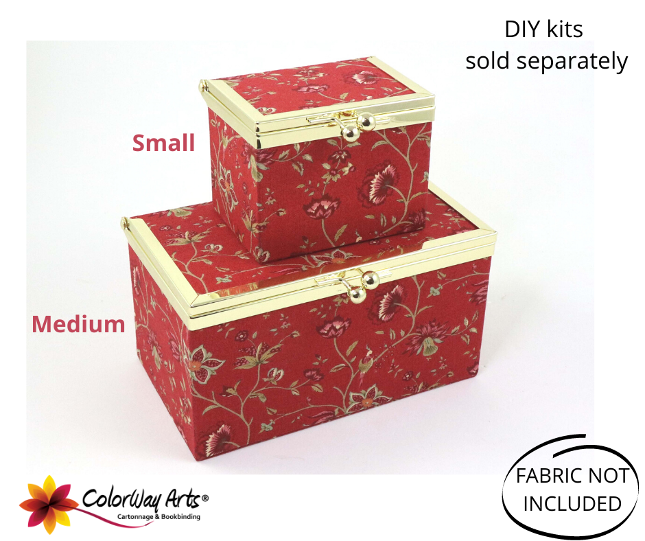 Kiss lock fabric box DIY kit, medium fabric box kit, cartonnage kit 196 - Colorway Arts