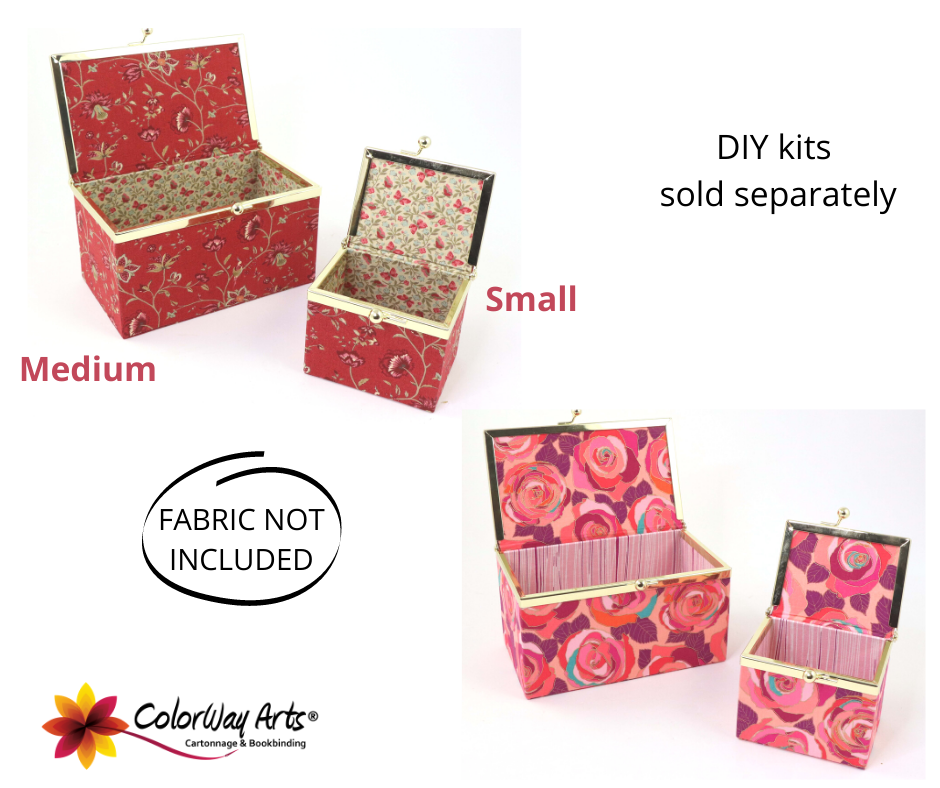 Kiss lock fabric box DIY kit, medium fabric box kit, cartonnage kit 196 - Colorway Arts